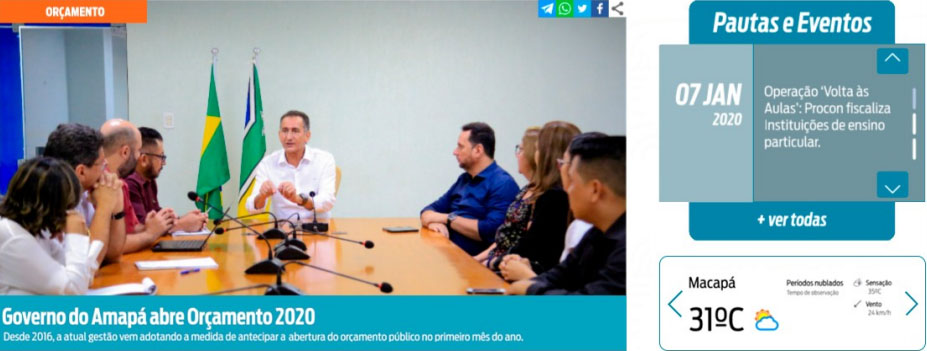 Carrossel de destaques e ferramentas da coluna direita