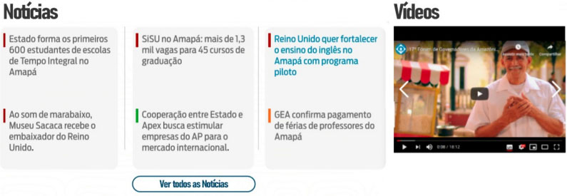 Seção de Notícias e Vídeos